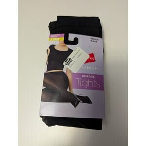Hanes Women's Size Medium 2 Pair Black Opaque Tights New in Box